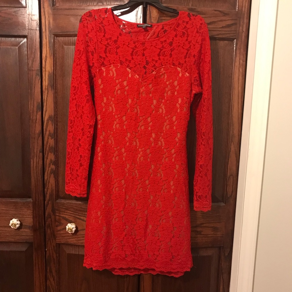 Red open back cocktail dress
